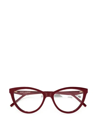 Saint Laurent Cat-eye Frame Glasses In Burgundy