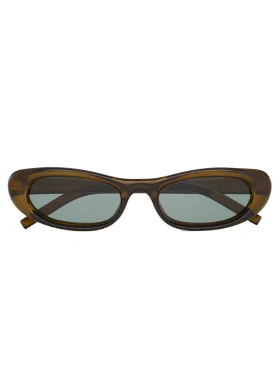 Saint Laurent Cat-eye Sunglasses With Cushion-shape Frame And 53mm Nylon Lenses In Verde