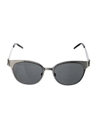 Pre-owned Saint Laurent Cat-eye Tinted Sunglasses In Black/silver