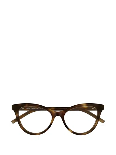 Saint Laurent Sl 891 Linea Corner Angle 003 Havana Glasses In Brown