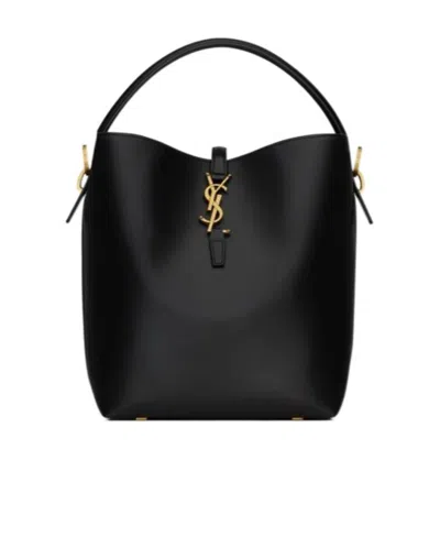 Saint Laurent Catherin Logo-plaque Leather Bag In Black