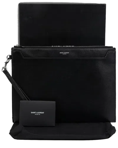 Saint Laurent Catherine Tablet Holder Clutch (authentic Pre-loved) In Black