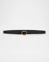 Saint Laurent Ceinture Croc-embossed Leather Belt In 1000 Black