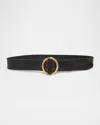 Saint Laurent Ceinture Oval Buckle Leather Belt In 1000 Black