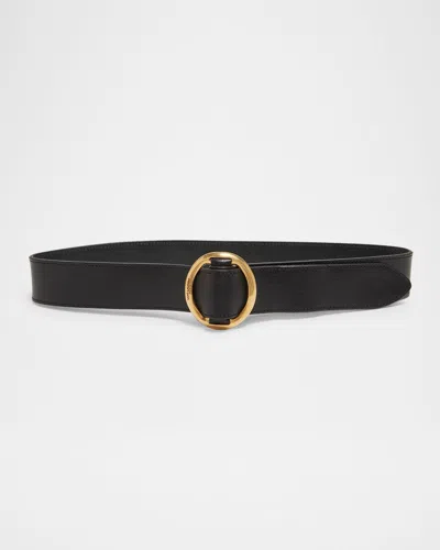 Saint Laurent Ceinture Oval Buckle Leather Belt In 1000 Black