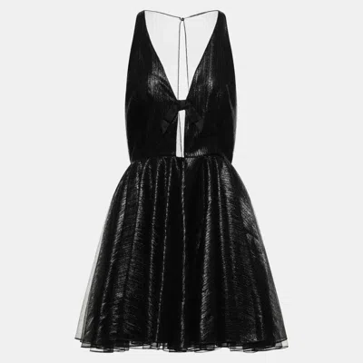 Pre-owned Saint Laurent Cellulose Mini Dress 40 In Black