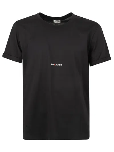 Saint Laurent Centre Logo T-shirt In Black