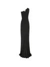 Saint Laurent Certifiable Viscose Draped Dress In Black