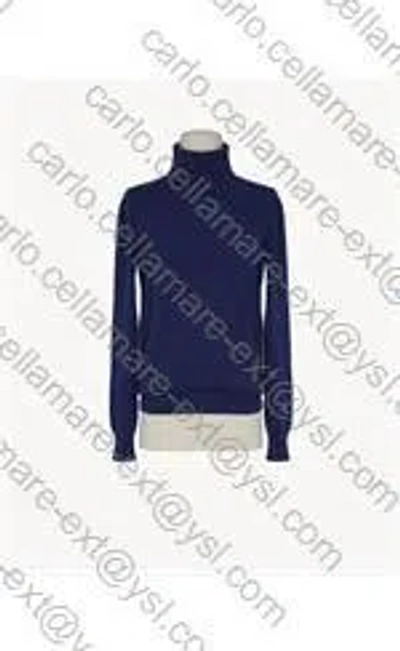 Saint Laurent Certified Cashmere Turtleneck In Blue
