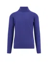 Saint Laurent Blue Cashmere Wool Blend Turtleneck Sweater In Blue