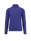 Saint Laurent Blue Cashmere Wool Blend Turtleneck Sweater In Blue