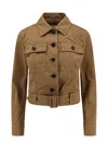 Saint Laurent Cropped Jacket In Beige