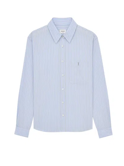 Saint Laurent Certified Cotton Shirt In Blue