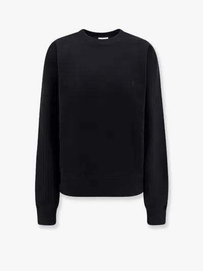 Saint Laurent Certified Cotton Sweatshirt With Cassandre Embroidery In Black