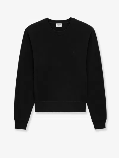 Saint Laurent Certified Cotton Sweatshirt With Cassandre Embroidery In Black