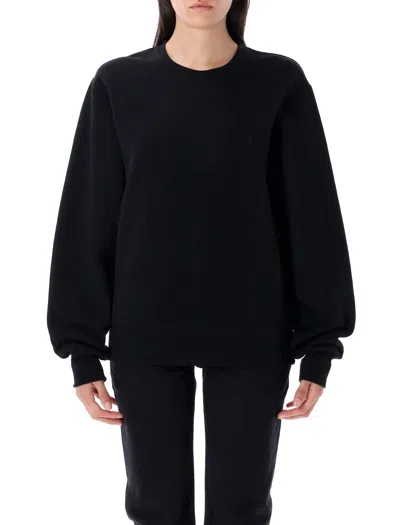 Saint Laurent Certified Cotton Sweatshirt With Cassandre Embroidery In Black