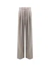 Saint Laurent Women Certified Wool Trousers With Wide Leg In Gray