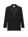 Saint Laurent Certified Wool Tuxedo Blazer With Silk Lining In Black