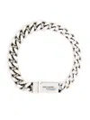 Saint Laurent Engraved-logo Chain-link Bracelet In Silver
