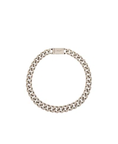 Saint Laurent Chain-detail Necklace In Argento