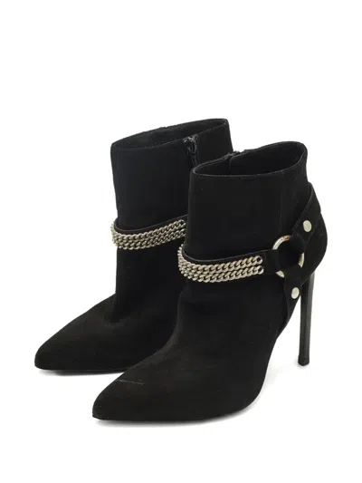 Pre-owned Saint Laurent Chain-embellishment Boots In Black