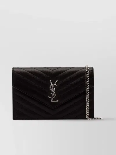 Saint Laurent Chain Envelope Clutch Chevron Quilting