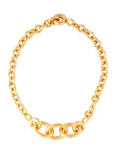 Pre-owned Saint Laurent Chain Link Choker Necklace, 16" In Multicolor