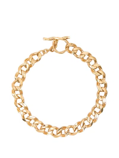 Saint Laurent Chunky Chain Polished Finish Fashion Necklace In Gold