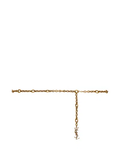 Saint Laurent Chain Logo Charm Belt In Orange