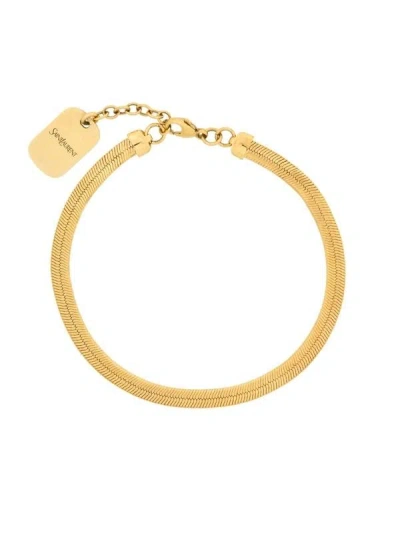 Saint Laurent Chain Plate Bracelet 8 In Gold