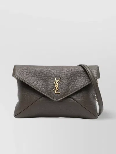 Saint Laurent Chain Pouch Lambskin Gold-tone Hardware In Gray