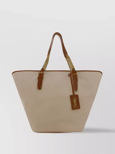 Saint Laurent Chain Strap Leather Tote Bag In Brown