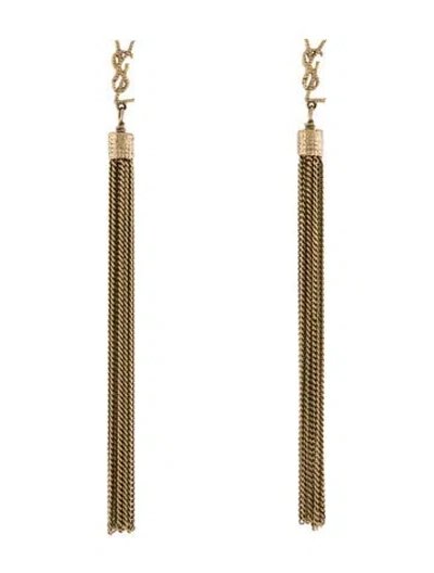 Pre-owned Saint Laurent Chain Tassel Drop Earrings In Multi