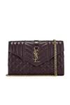 Saint Laurent Small Ysl Envelope Wallet On Chain In Triquilt Leather In Lava Falls