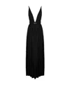 Saint Laurent Chaink-link Detail V-neck Gown In Black