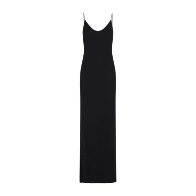 Saint Laurent Chain-link-strap Open-back Maxi Dress In Black