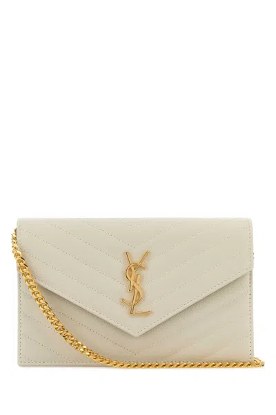 Saint Laurent Chalk Leather Envelope Clutch In Red