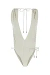 Saint Laurent White Backless V-halter Swimsuit