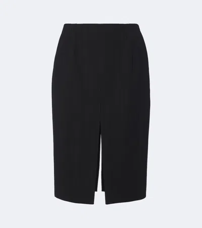 Saint Laurent Chalk Stripe Wool-blend Pencil Skirt In Black