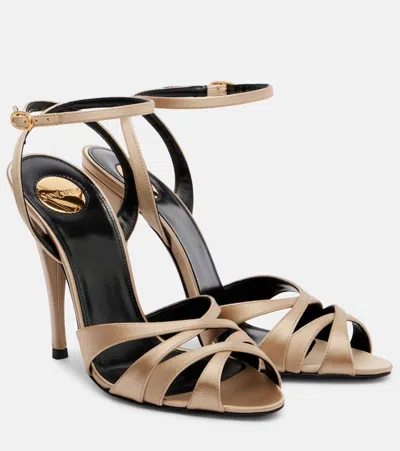 Saint Laurent Chandelle 110 Satin Sandals In Pink