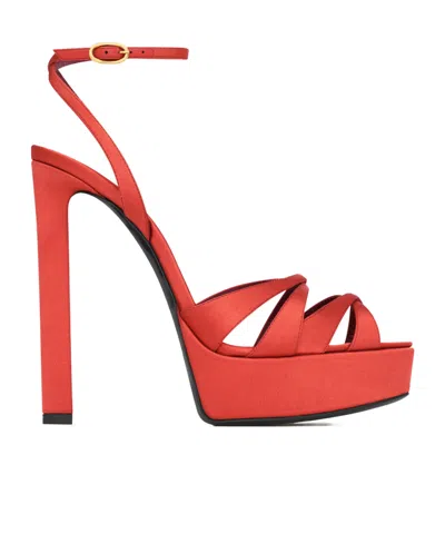 Saint Laurent Chandelle High-heeled Sandals In Red