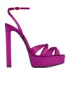 Saint Laurent Chandelle Platform Sandals In Satin Crepe In Purple