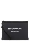Saint Laurent Charcoal Canvas Rive Gauche Clutch In Gray