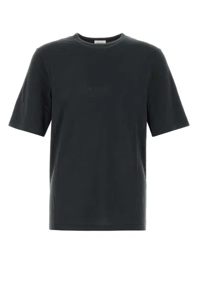 Saint Laurent Charcoal Cotton T-shirt In Black