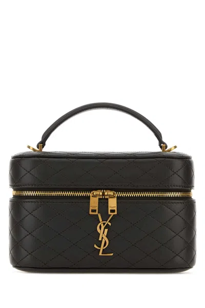 Saint Laurent Charcoal Nappa Leather Vanity Gaby Handbag In Orange