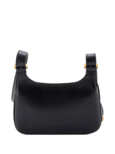 Pre-owned Saint Laurent Charlie Leather Small Shoulder Bag In Black