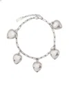 Saint Laurent Heart Charm Chain Link Bracelet In White