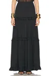 Saint Laurent Charmeuse Maxi Skirt In Noir
