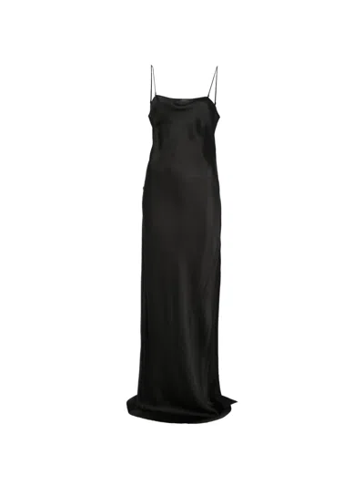 Saint Laurent Charmeuse Slip Dress In Black