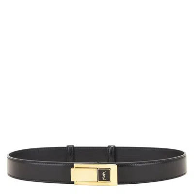 Saint Laurent Charniere Buckle Belt In Smooth Leather In Black